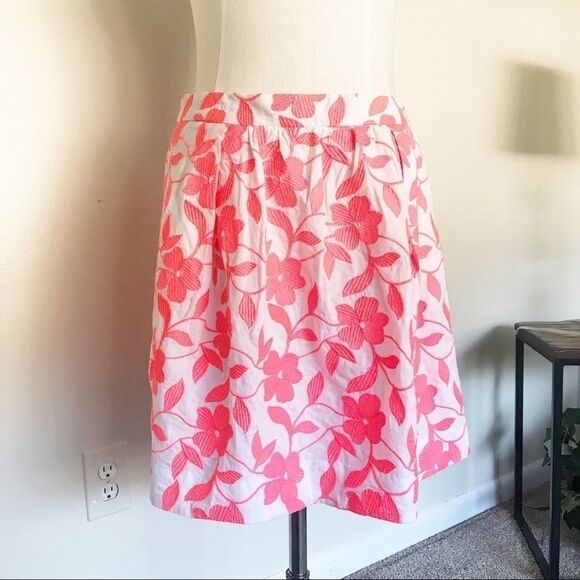 J. Crew Coral Floral Embroidered Midi Skirt NWT - Picture 1 of 5